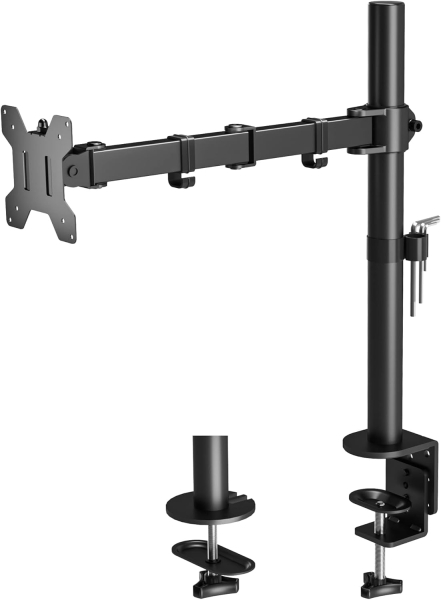 BONTEC 13-32 inch monitor mount for LED LCD screens up to 10 kg, monitor table mount 1 monitor height-adjustable, tiltable, swivel, 2 mounting options, VESA 75x75/100x100, black