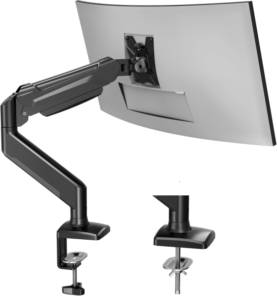 BONTEC monitor mount for 13-32 inch screens Holds 3-9 kg, gas pressure spring arm, tiltable, swivel, rotatable, ergonomic screen mount 1 monitor with cable management, VESA 75/100 mm