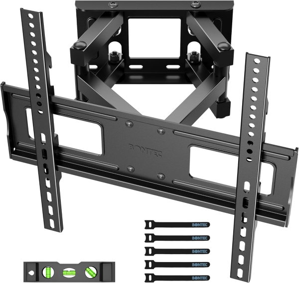 BONTEC TV Wall Mount Swivel Tiltable TV Mount Full Motion for 23-70 inch Flat & Curved LCD LED TVs or Monitors up to 45kg, Max VESA 400x400mm
