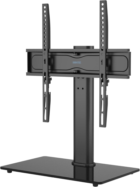 BONTEC Universal TV Stand for 24–60 Inch TVs (Swivel & Height Adjustable) (Stable TV stand with 8mm safety glass base for TVs up to 45 kg – VESA max. 400x400 mm)
