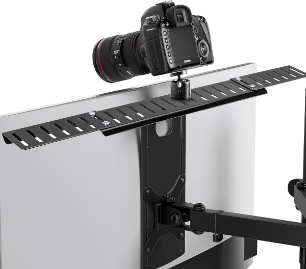 HumanCentric DSLR Monitor Mount – VESA Camera Shelf for Monitor & Arm (Professional shelf for webcam, light & microphone – Space-saving replacement for clamp stands.)