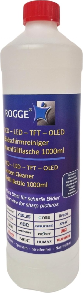 ROGGE 1l Screen Cleaner Refill Bottle – The Original since 1998 for all Displays (Streak-Free Professional Cleaning for Monitors, TV & Glass – Gentle, Economical & No Aggressive Ingredients.)