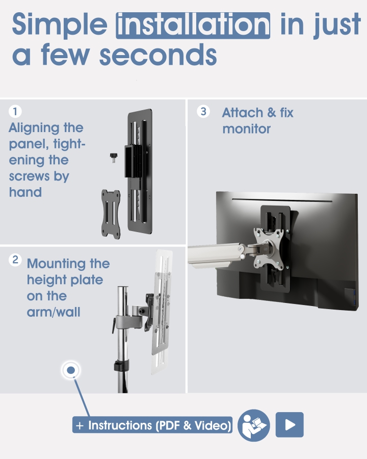 3IDEE VertiFlex Height-Adjustable VESA Adapter