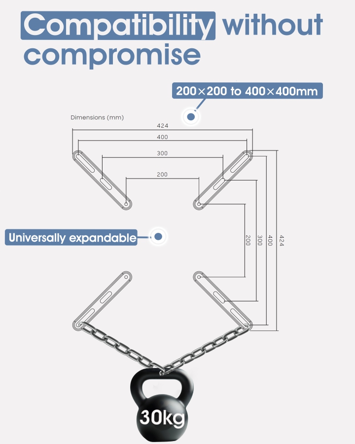 3IDEE VESA Adapter 400x400 (200x200 to 400x400 | 30 kg)