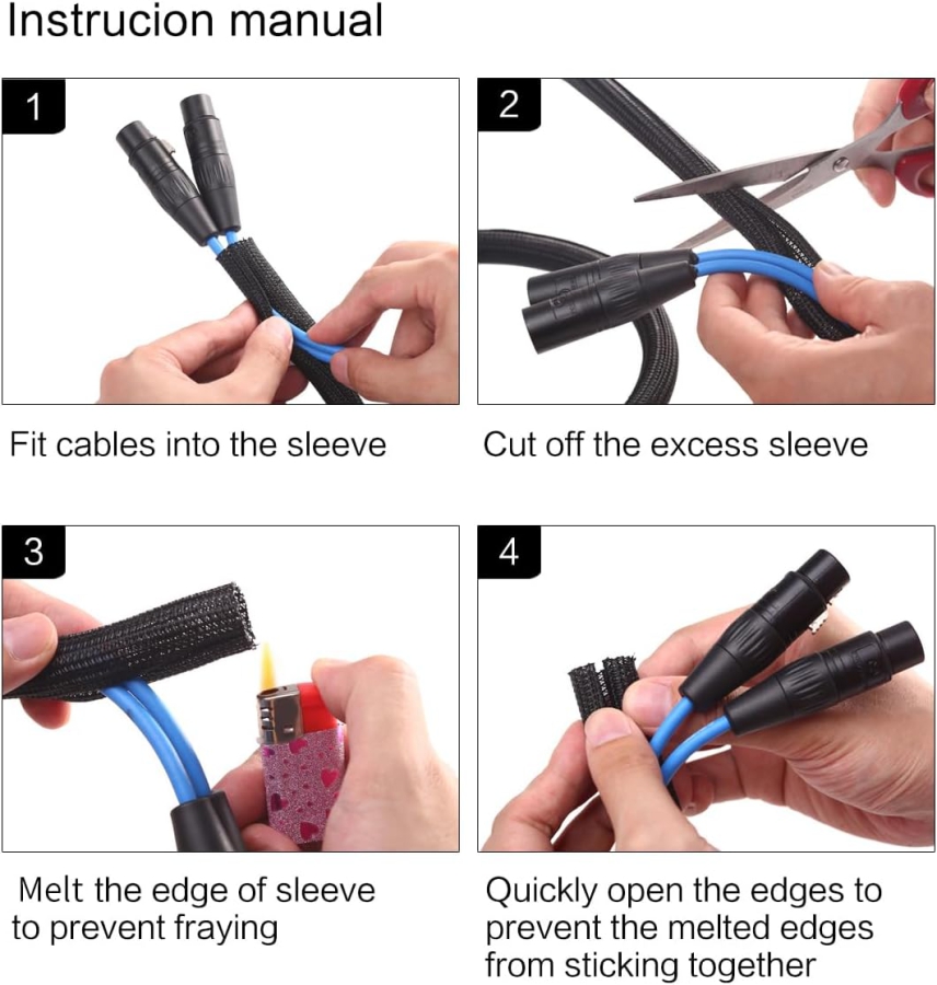 Alex Tech Self-Closing Cable Sleeve 13mm x 3.1m (Woven Cable Wrap) (Cuttable Cable Protector for TV, PC & Car – Heat Resistant & Bite Proof against Cats.)