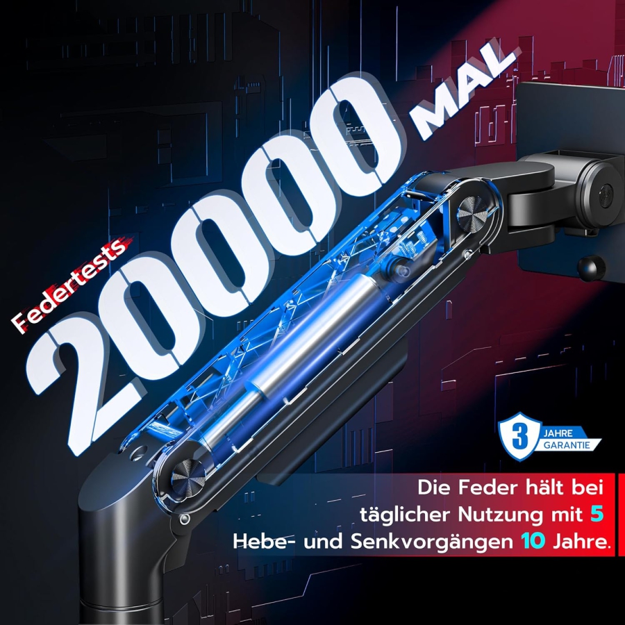 ARES WING Dual Monitor Mount for 17–49 Inches (Vertical & Horizontal) (Heavy Duty Gas Spring System for Two Monitors up to 20 kg Each – Stackable or Side-by-Side.)