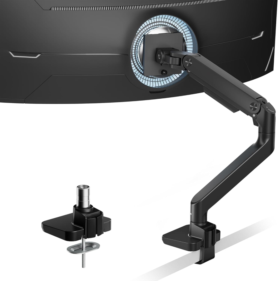 ARES WING Monitor Arm Black 17–49" | up to 20 kg (Maximum reach & ergonomics: Your premium monitor mount for gaming & focus time.)