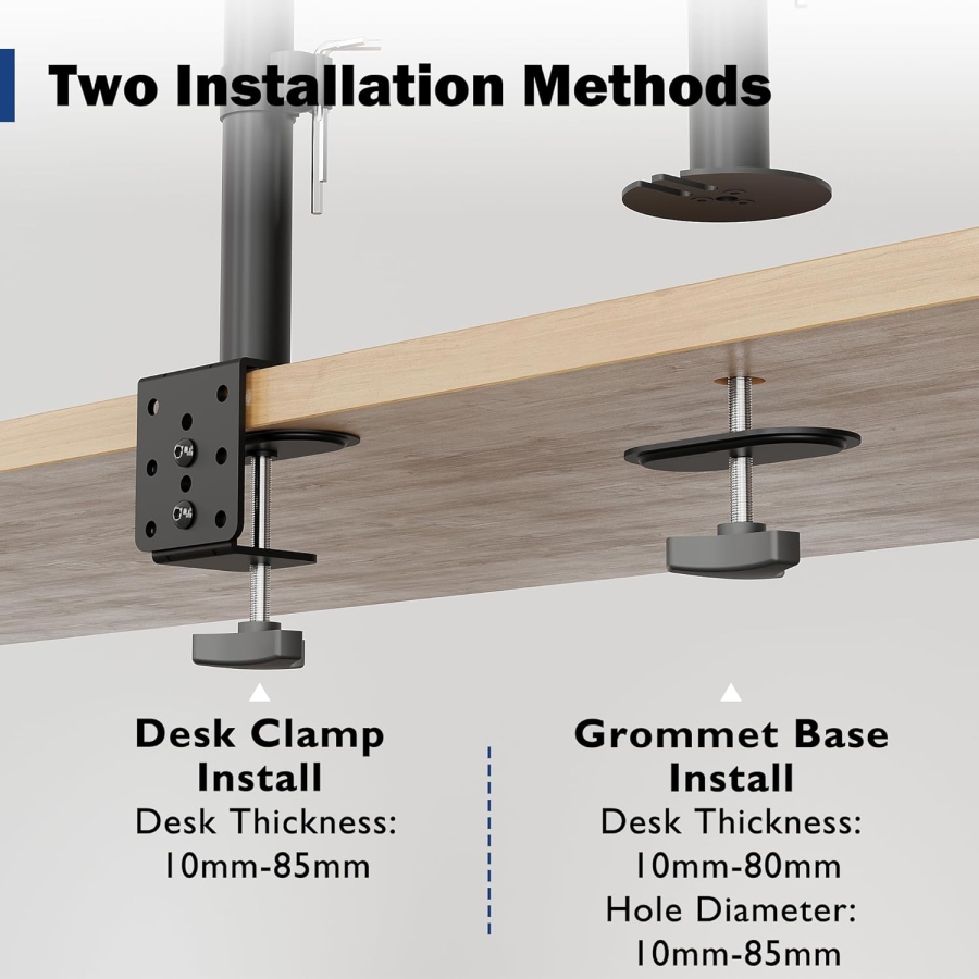 BONTEC Monitor Mount, Table Mount for 13-34 inch Screens, Fully Movable, Ergonomic Design, Height Adjustment, For Gaming & Office Use, Supports up to 10kg, VESA 75/100 Compatible