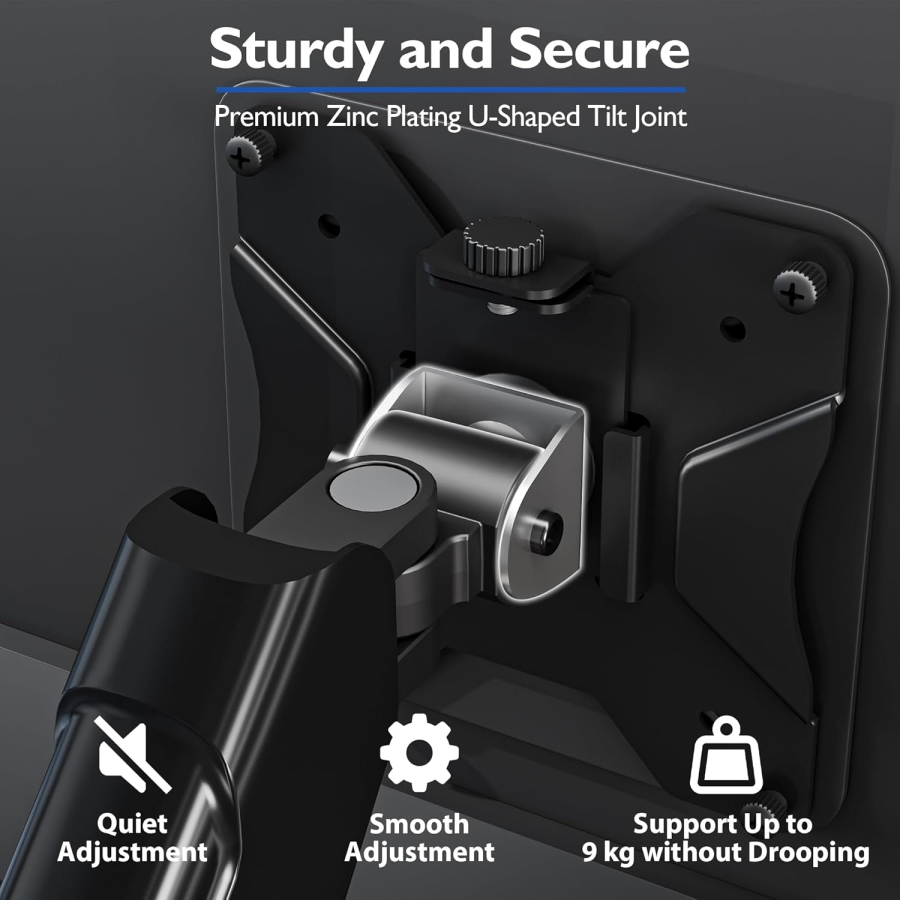 BONTEC Single Monitor Mount for 13-32 Inch (3-9 kg) – Gas Spring Arm, Height Adjustable & Full Motion – VESA 75/100 (Ergonomic Gas Spring Monitor Arm: Ultra-durable, stable & lightning-fast installation.)