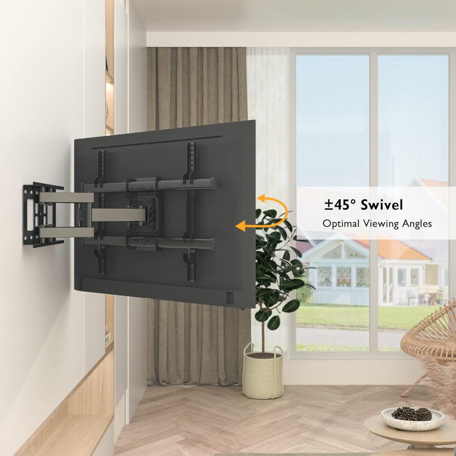 BONTEC TV Wall Mount Swivel & Tilt for 32-85 Inch (Max. 60 kg) (Stable dual-arm mount for flat & curved TVs – VESA 600x400, Extendable up to 39 cm.)