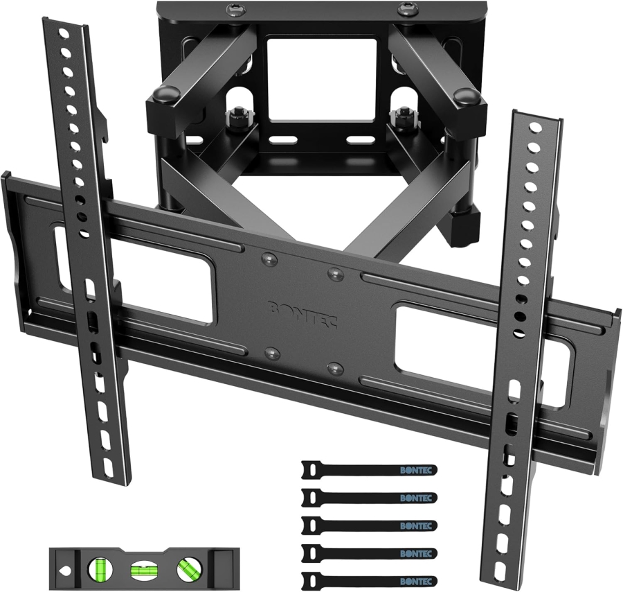 BONTEC TV Wall Mount Swivel Tiltable TV Mount Full Motion for 23-70 inch Flat & Curved LCD LED TVs or Monitors up to 45kg, Max VESA 400x400mm