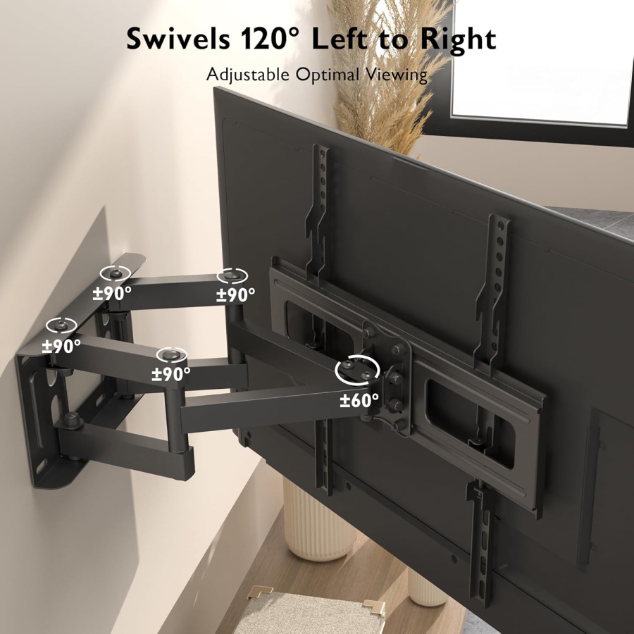BONTEC TV Wall Mount Swivel Tiltable TV Mount Full Motion for 23-70 inch Flat & Curved LCD LED TVs or Monitors up to 45kg, Max VESA 400x400mm