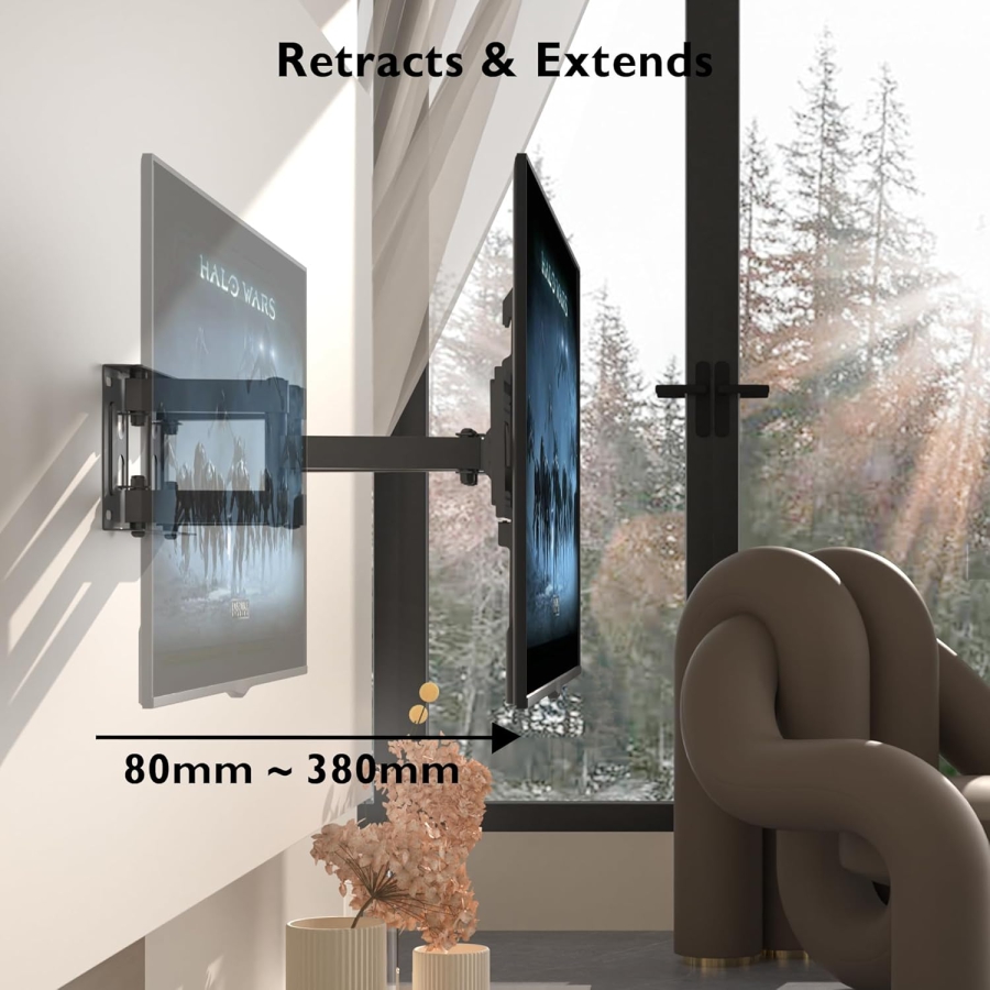 BONTEC TV Wall Mount Swivel Tiltable TV Mount Full Motion for 23-70 inch Flat & Curved LCD LED TVs or Monitors up to 45kg, Max VESA 400x400mm