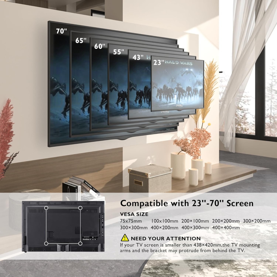 BONTEC wall mount for 23-70" screens, up to 45 kg, 80 mm wall clearance