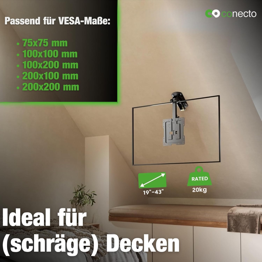 conectoTV Ceiling Mount 19–43" | VESA 200x200