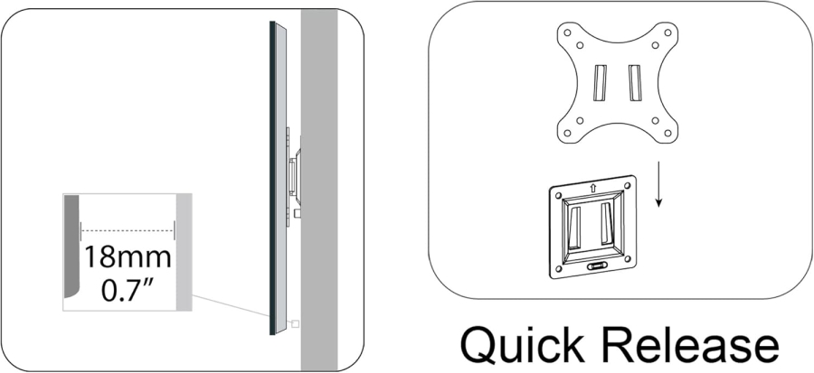 DIGITUS Wall Mount for monitors up to 32", up to 18kg, minimum wall clearance