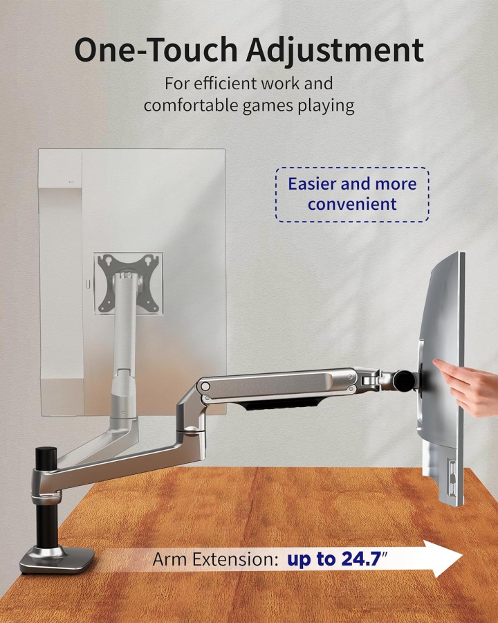 Ergounion RLAX E6 Monitor Arm 13–40" | 3–11 kg (Premium Single-Arm Mount made of High-Gloss Aluminum)