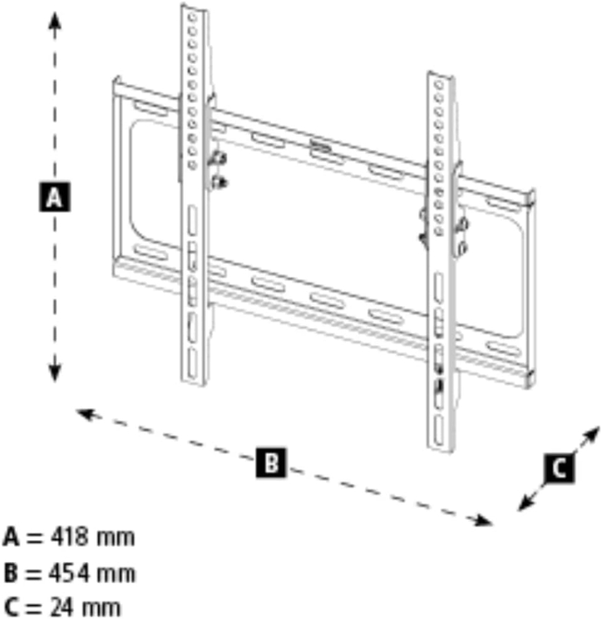 Hama TV Wall Mount Tiltable for 32-75 Inch TVs (VESA 400x400) (Ultra-flat TV bracket (2.4 cm wall clearance) – Continuously 10° tiltable, up to 35 kg load capacity.)