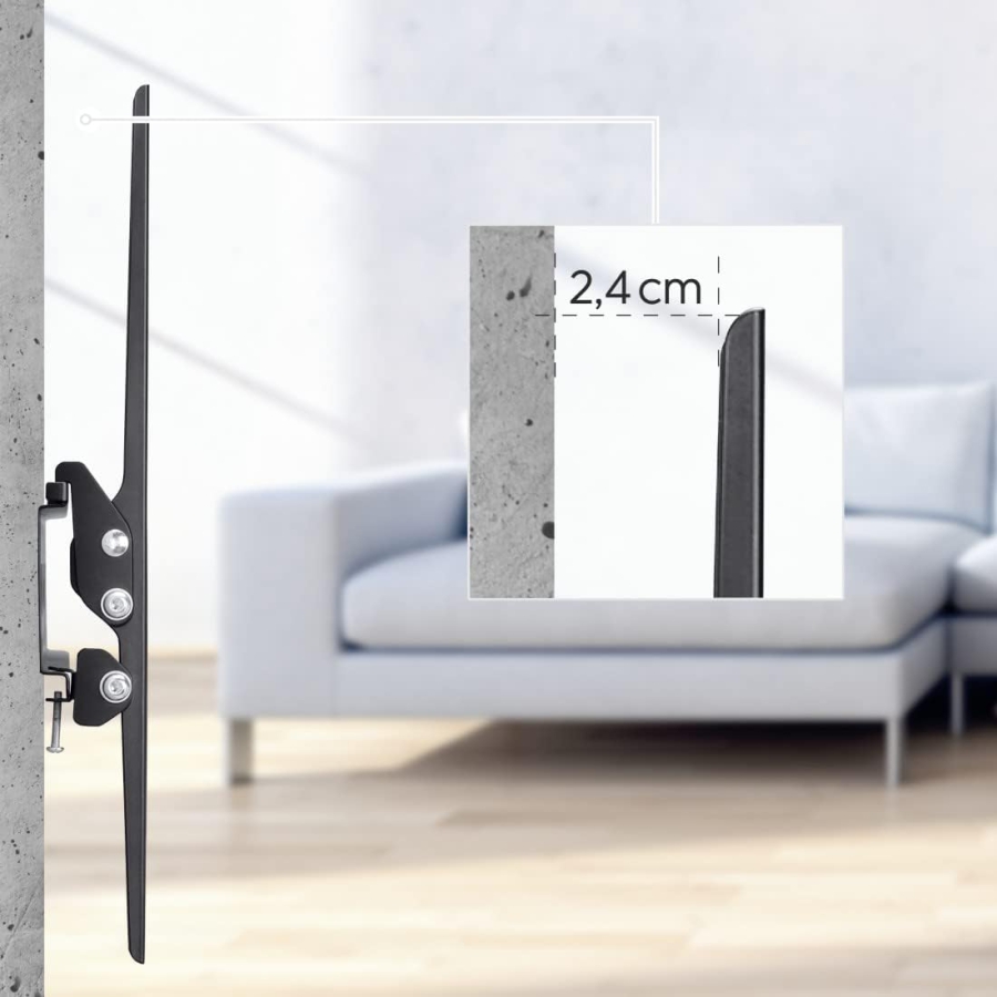 Hama TV Wall Mount Tiltable for 32-75 Inch TVs (VESA 400x400) (Ultra-flat TV bracket (2.4 cm wall clearance) – Continuously 10° tiltable, up to 35 kg load capacity.)