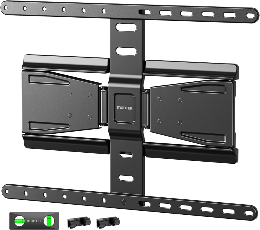 monTEK Ultra Slim TV Wall Mount for 43-90 Inch (Only 2 cm Wall Distance) (Extremely Flat Design (0.77") with Full-Motion Articulating Arm – 50 kg Load Capacity, VESA 600x400.)