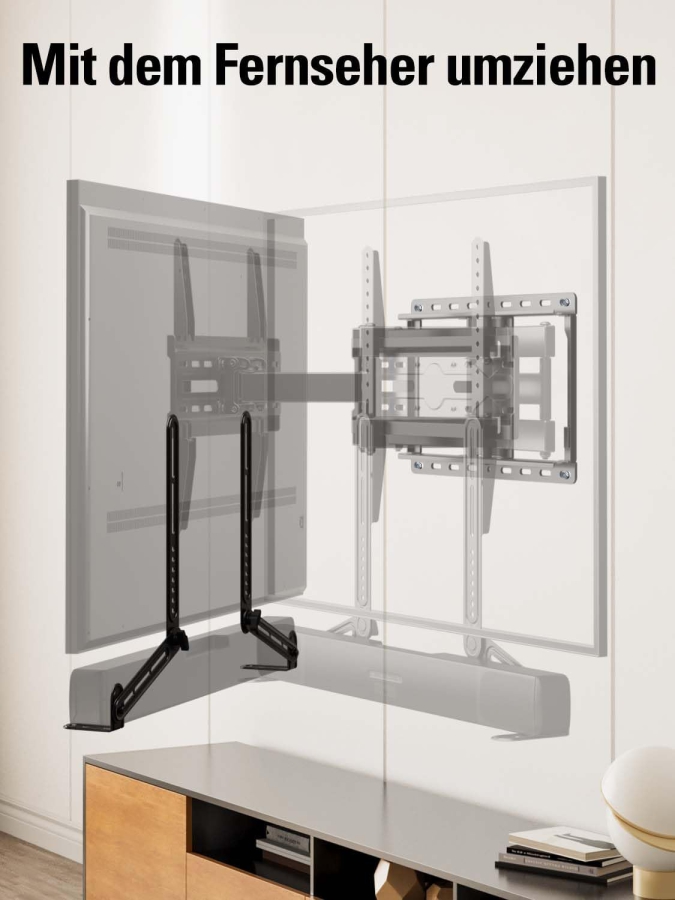 Mounting Dream Universal Soundbar Mount for Mounting Above/Below TV (MD5420-03) (Flexible Attachment with L-Bracket & Extension – Rotatable by 180° up to 6.8 kg Load Capacity)