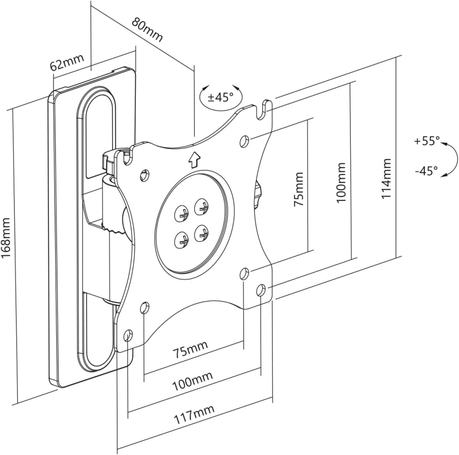 My Wall HC1-1L TV Wall Mount for Motorhomes & Caravans (13-32 Inch) – Lockable & Compact (Safe travel thanks to locking mechanism: 1-Joint Mount, 55° Tilt & Swivel – For 33-81 cm Screens – 20-Year Warranty.)