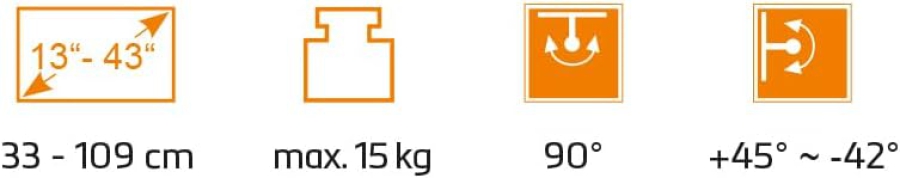 My Wall TV Wall Mount for Motorhomes & Caravans (HC2-1L) – Lockable & Vibration Dampened (Secure Hold While Driving: Lockable, Swivel & Tilt – Up to 15 kg – 20-Year Warranty.)