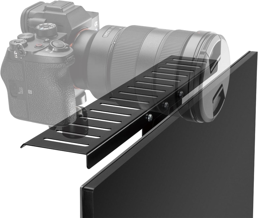 NanoRS RS464 All-in-One VESA Mount for Camera & Light (Monitor Shelf) (VESA 100x100 Shelf (40 x 8.6 cm) for Webcam, Ring Light & Microphone – Up to 3 kg Load Capacity)