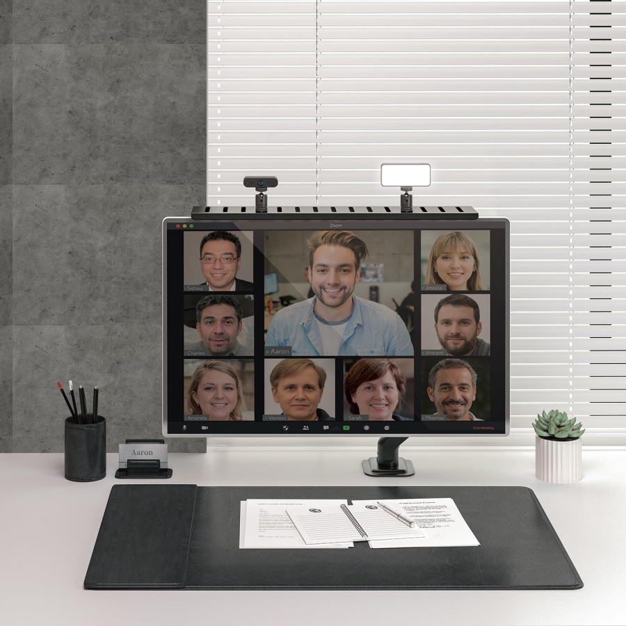 NanoRS RS464 All-in-One VESA Mount for Camera & Light (Monitor Shelf) (VESA 100x100 Shelf (40 x 8.6 cm) for Webcam, Ring Light & Microphone – Up to 3 kg Load Capacity)