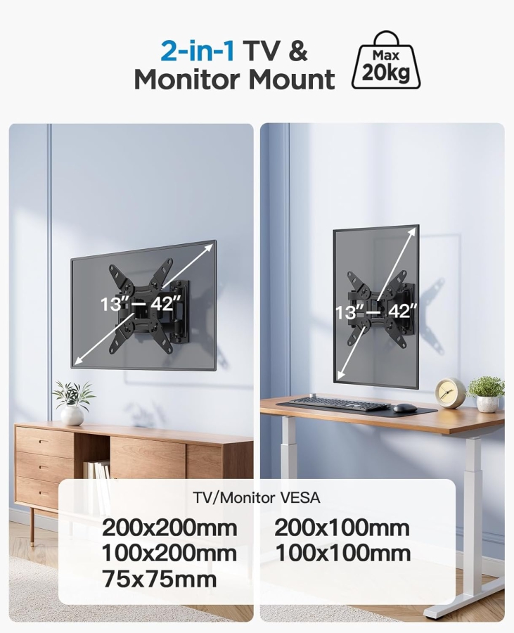 One for All Flat TV Wall Mount for 32-90 Inch TVs (WM4611) (Extremely robust Solid Series mount (up to 100 kg) – Only 25 mm wall clearance – VESA up to 600x400.)