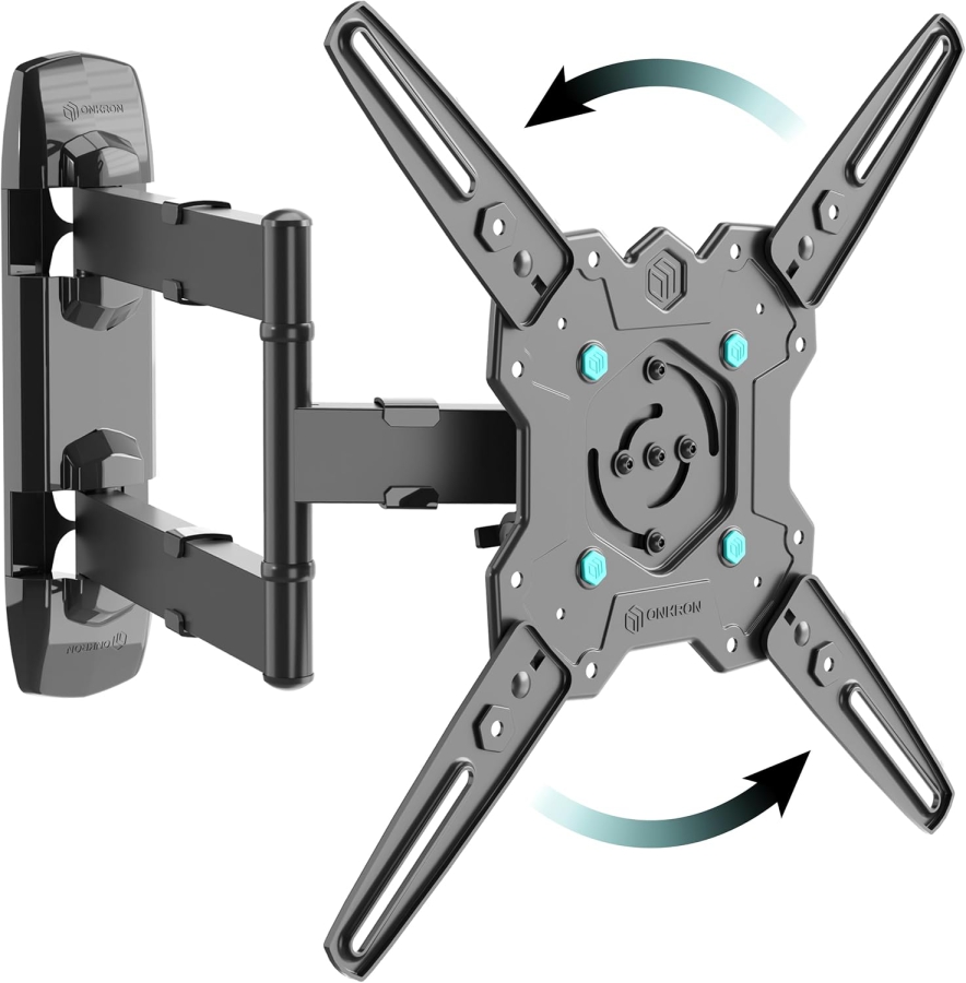 ONKRON TV Wall Mount Swivel & Tilt for 32-65 Inch TVs (M4R-B) (Full Motion: Rotatable to Portrait Mode, Extendable up to 49.6 cm – Load Capacity 41 kg, VESA 400x400)