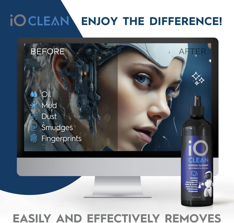 Premium Screen Cleaner Spray Set (473ml) incl. Microfiber Cloth (Streak-Free Care for LCD, OLED & VESA Monitors – Alcohol-Free Formula for Your Setup.)