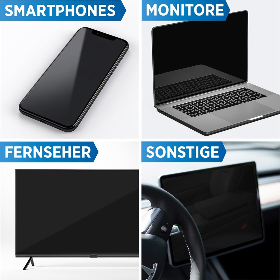 PRINOX Screen Cleaner Set 250ml with Microfiber Cloth & Brush (Made in Germany: Streak-Free Care for LCD, OLED & VESA Monitors – Removes Grease & Fingerprints.)