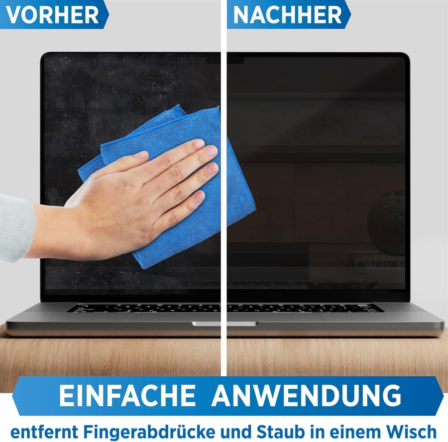 PRINOX Screen Cleaner Set 250ml with Microfiber Cloth & Brush (Made in Germany: Streak-Free Care for LCD, OLED & VESA Monitors – Removes Grease & Fingerprints.)