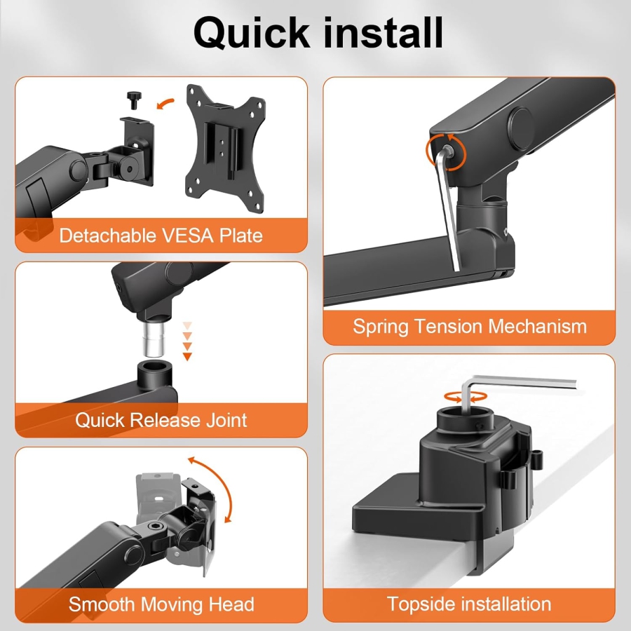 PUTORSEN Dual Monitor Desk Mount for 17–35 Inch Screens (Ergonomic Gas Spring Mount for Two Monitors up to 12 kg Each)