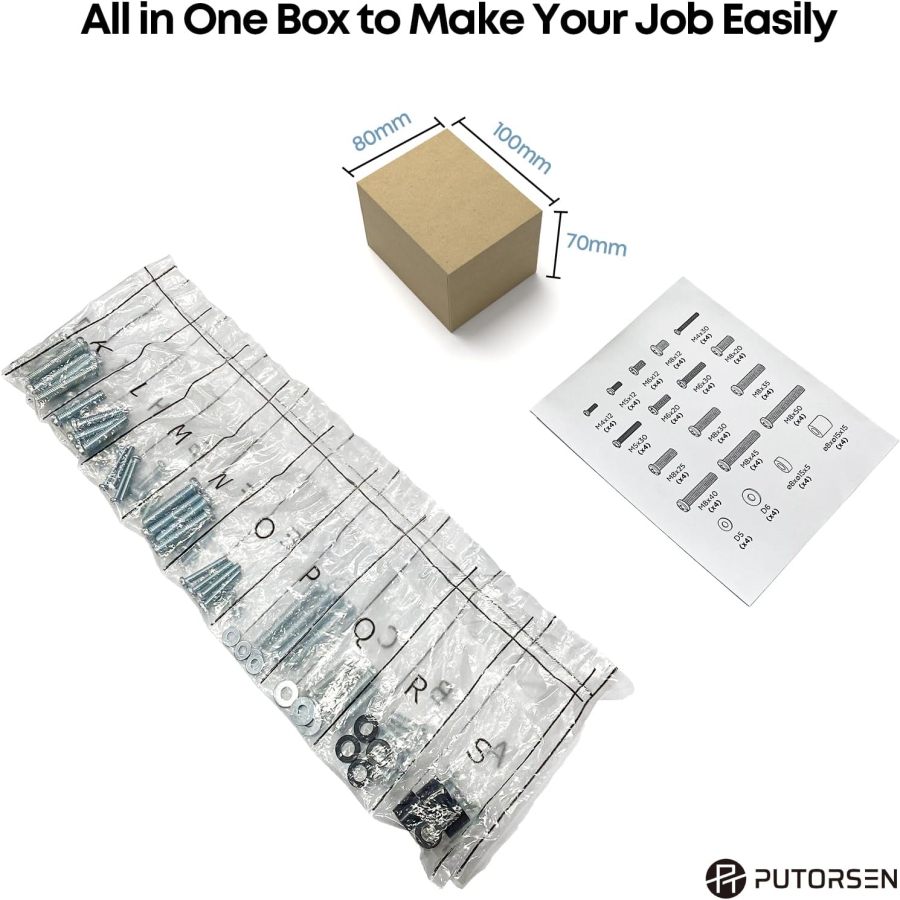 PUTORSEN Universal VESA Screw Set for TVs up to 90 Inches (M4, M5, M6, M8) (Complete Hardware Kit for Wall Mounts & Stands – Incl. Spacers & Washers.)