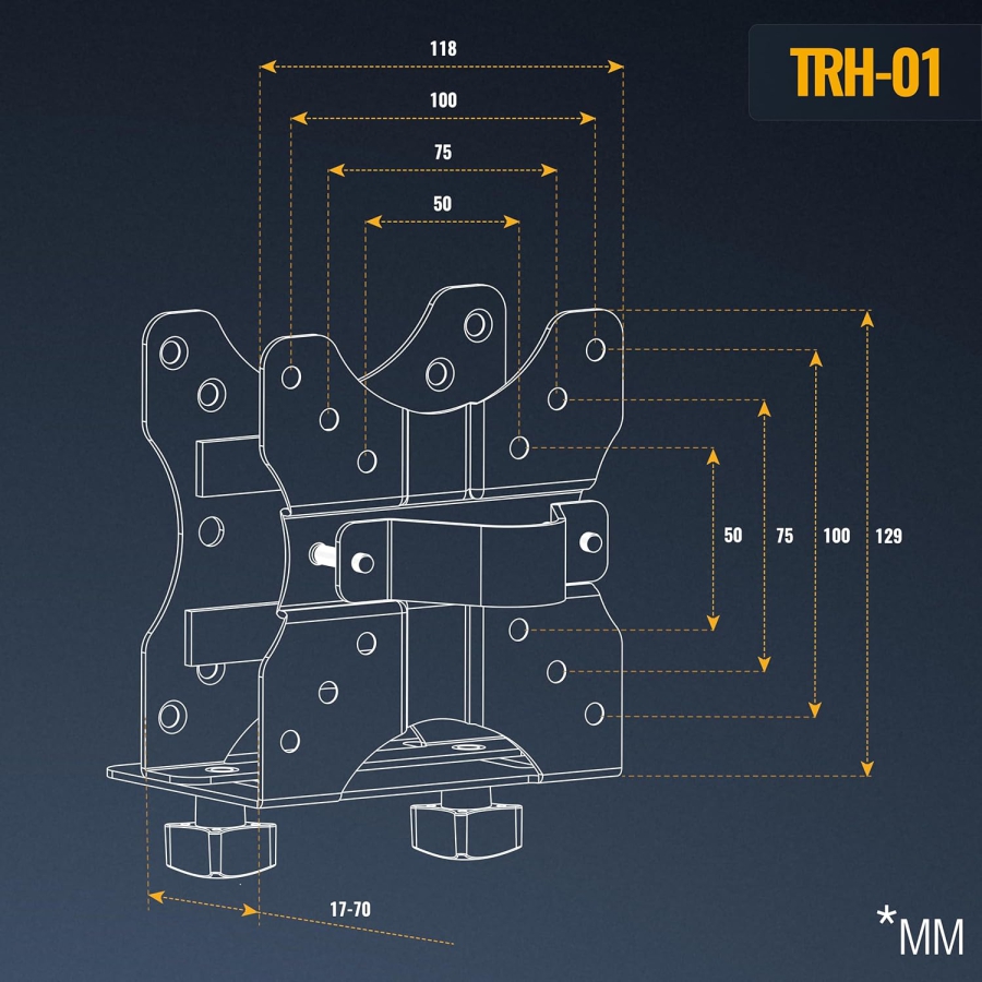 RICOO Universal Mini PC Mount (TRH-01) for VESA, Wall & Under-Desk (Adjustable Steel Holder for Thin Clients & Intel NUC (17–70 mm) up to 5 kg – Incl. Safety Strap)