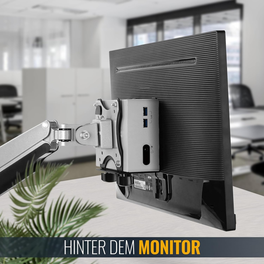 RICOO Universal Mini PC Mount (TRH-01) for VESA, Wall & Under-Desk (Adjustable Steel Holder for Thin Clients & Intel NUC (17–70 mm) up to 5 kg – Incl. Safety Strap)