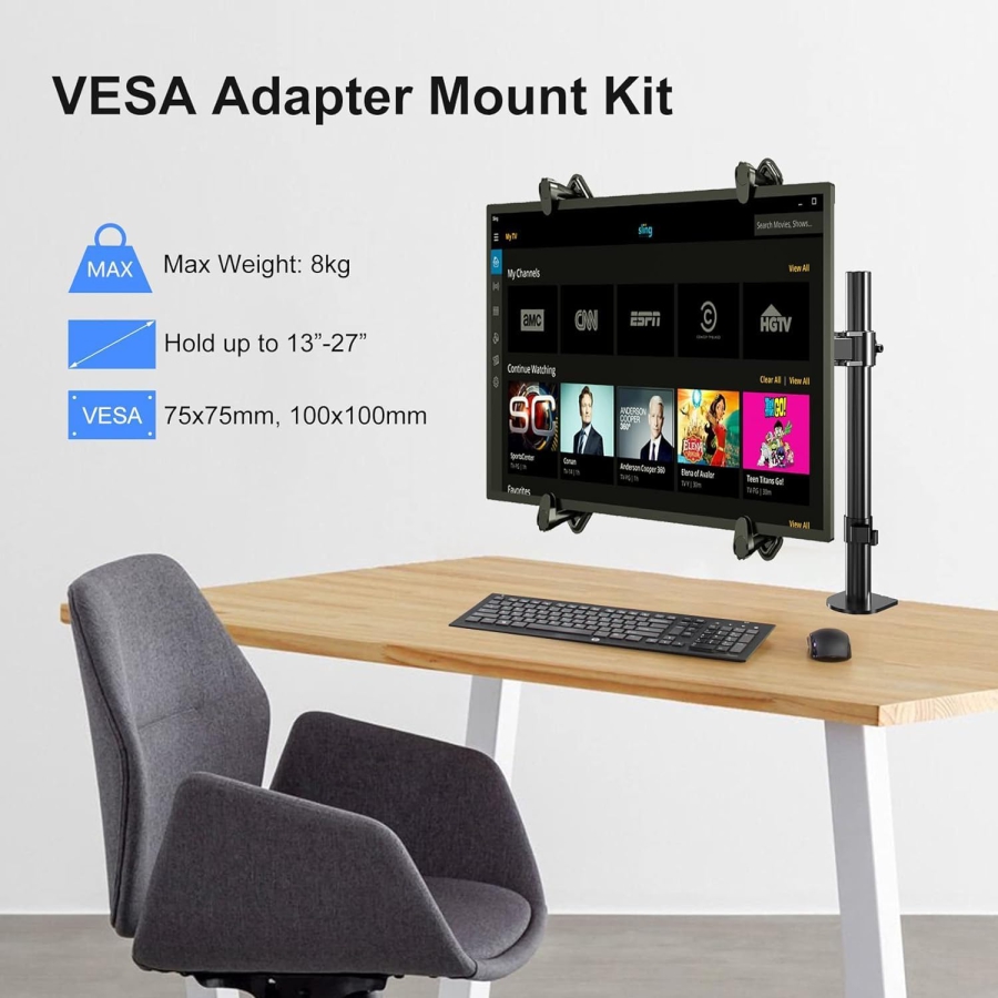 Suptek VESA Adapter for Non-VESA Monitors 13-27" – Steel Mount (The smart solution for monitors without VESA holes: Secure hold for every setup.)