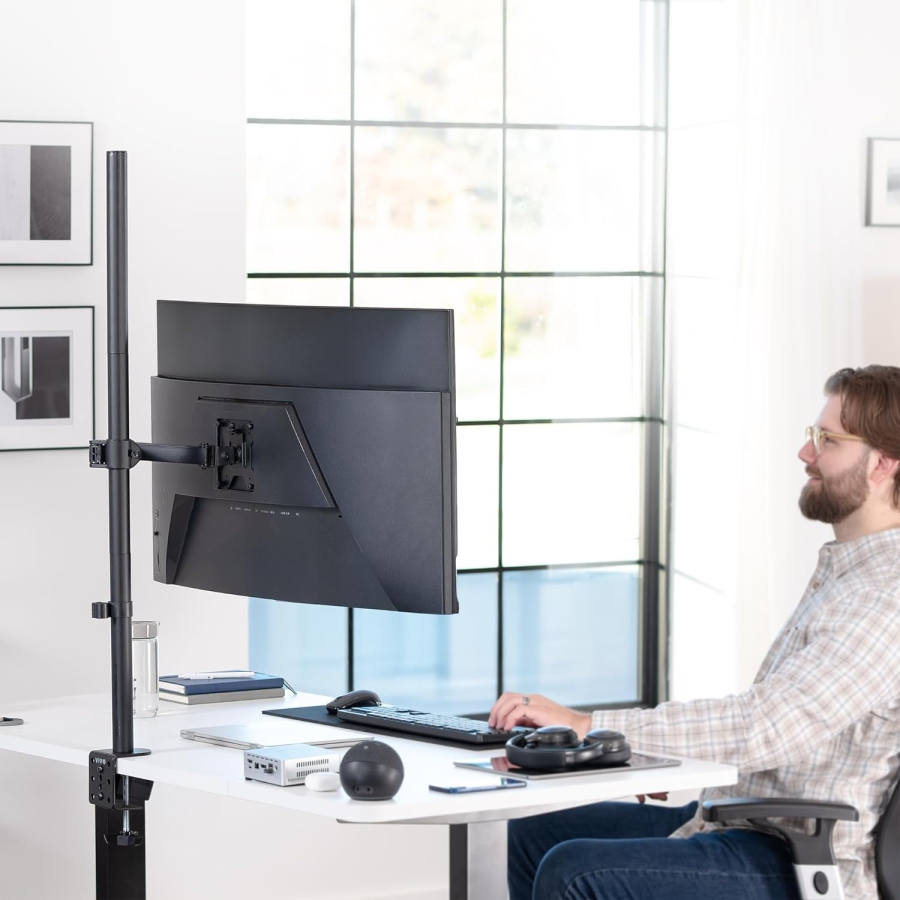 VIVO Monitor Arm 13–32" | 99 cm Pole (Ergonomic Solution for Sit-Stand Workstations: 1010 mm Pole for Flexible Height Adjustment up to 10 kg)