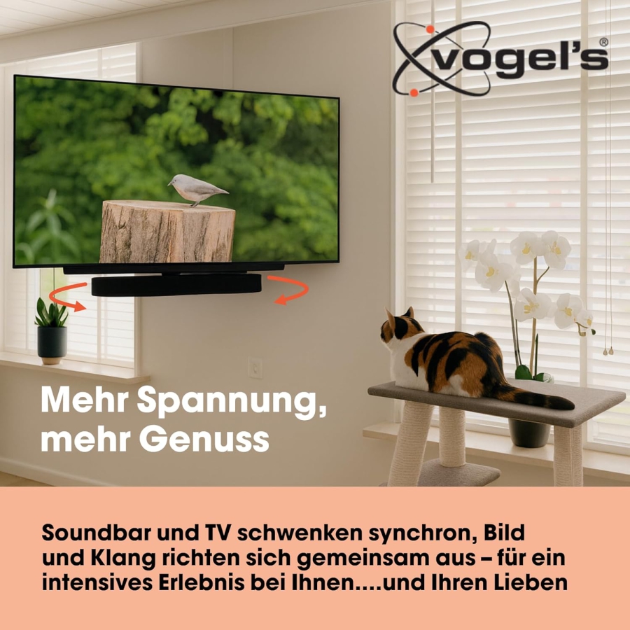 Vogel’s Premium Soundbar Mount for Sonos Arc (Ultra), Beam & Playbar (Universal TV attachment for synchronized sound – Also compatible with Bose, Samsung & LG up to 6.5 kg)