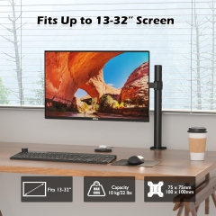 BONTEC 13-32 inch monitor mount for LED LCD screens up to 10 kg, monitor table mount 1 monitor height-adjustable, tiltable, swivel, 2 mounting options, VESA 75x75/100x100, black