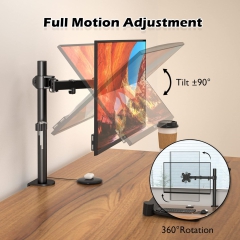 BONTEC 13-32 inch monitor mount for LED LCD screens up to 10 kg, monitor table mount 1 monitor height-adjustable, tiltable, swivel, 2 mounting options, VESA 75x75/100x100, black