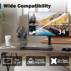 BONTEC Monitor Mount, Table Mount for 13-34 inch Screens, Fully Movable, Ergonomic Design, Height Adjustment, For Gaming & Office Use, Supports up to 10kg, VESA 75/100 Compatible