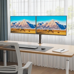 BONTEC Monitor Mount 2 Monitors for 13-27 Inch Flat & Curved Screens, Monitor Table Mount Height Adjustable, Tiltable, Swivel, Rotatable, 10 kg per Arm, VESA 75x75 / 100x100, Black
