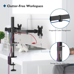 BONTEC Monitor Mount 2 Monitors for 13-27 Inch Flat & Curved Screens, Monitor Table Mount Height Adjustable, Tiltable, Swivel, Rotatable, 10 kg per Arm, VESA 75x75 / 100x100, Black