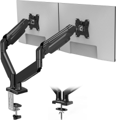 BONTEC Monitor Mount 2 Monitors for 13-32 inch Screens, Ergonomic Gas Spring Arm Stand Holds 3-9 kg with Cable Management, Tiltable, Swivel, Rotatable, VESA 75/100 mm
