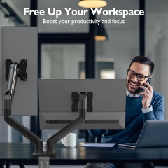 BONTEC Monitor Mount 2 Monitors for 13-32 inch Screens, Ergonomic Gas Spring Arm Stand Holds 3-9 kg with Cable Management, Tiltable, Swivel, Rotatable, VESA 75/100 mm