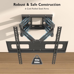 BONTEC TV Wall Mount Swivel Tiltable TV Mount Full Motion for 23-70 inch Flat & Curved LCD LED TVs or Monitors up to 45kg, Max VESA 400x400mm