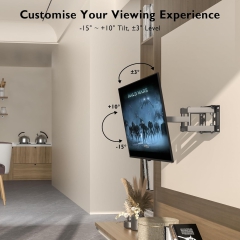 BONTEC TV Wall Mount Swivel Tiltable TV Mount Full Motion for 23-70 inch Flat & Curved LCD LED TVs or Monitors up to 45kg, Max VESA 400x400mm